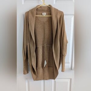 Wilfred Aritzia Tan Open Front Diderot Sweater Cardigan Shawl Collar  XS